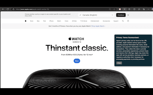 AI Powered Privacy Summarizer  from Chrome web store to be run with OffiDocs Chromium online