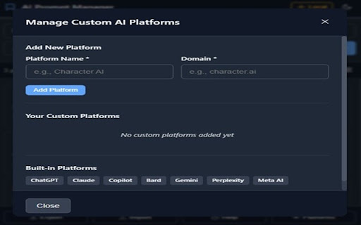 AI Prompt Manager  from Chrome web store to be run with OffiDocs Chromium online