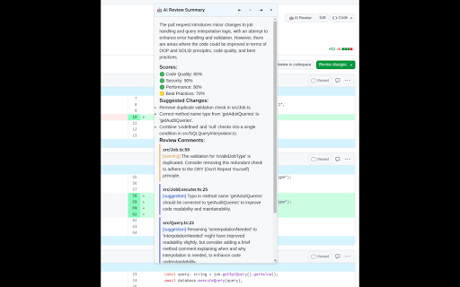 AI PR Reviewer  from Chrome web store to be run with OffiDocs Chromium online