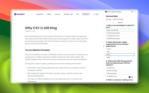 AI Quiz Generator  from Chrome web store to be run with OffiDocs Chromium online