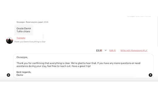 Airbnb AI Message Assistant by Homesberg  from Chrome web store to be run with OffiDocs Chromium online