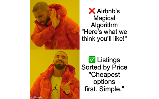 Airbnb Price Sorter  from Chrome web store to be run with OffiDocs Chromium online