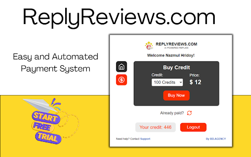 AI Reply by ReplyReviews.com  from Chrome web store to be run with OffiDocs Chromium online