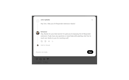 AI Responder  from Chrome web store to be run with OffiDocs Chromium online