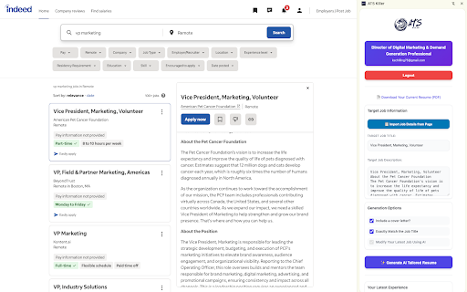 AI Resume Generator by Job Description Beat the ATS Systems ATS Killer  from Chrome web store to be run with OffiDocs Chromium online