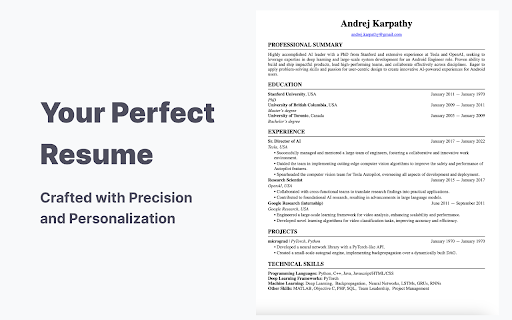 AI Resume Tailor  from Chrome web store to be run with OffiDocs Chromium online