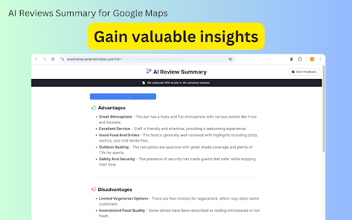 AI Reviews Summary for Google Maps  from Chrome web store to be run with OffiDocs Chromium online