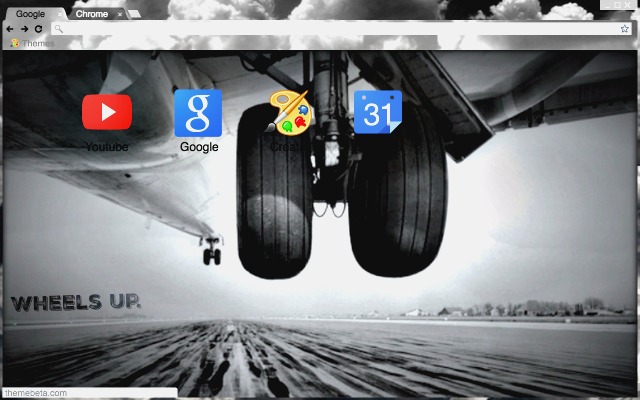 Airplane Wheels UP Chrome Browser Theme  from Chrome web store to be run with OffiDocs Chromium online