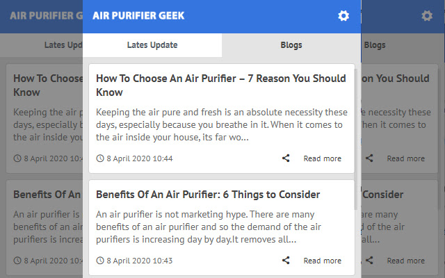 Air Purifier Geek Latest News Update  from Chrome web store to be run with OffiDocs Chromium online