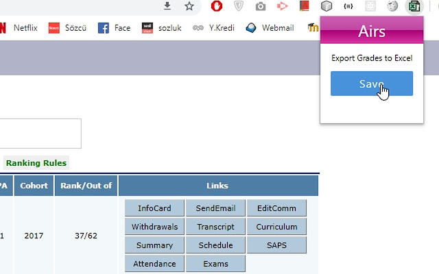 Airs to Excel  from Chrome web store to be run with OffiDocs Chromium online