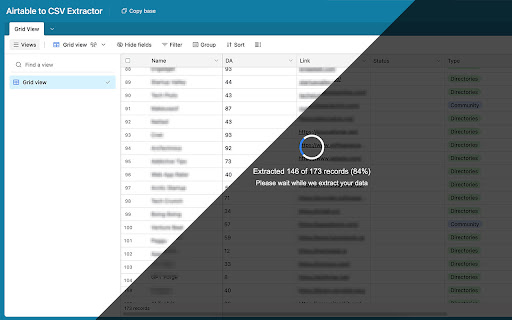 Airtable to CSV Extractor  from Chrome web store to be run with OffiDocs Chromium online