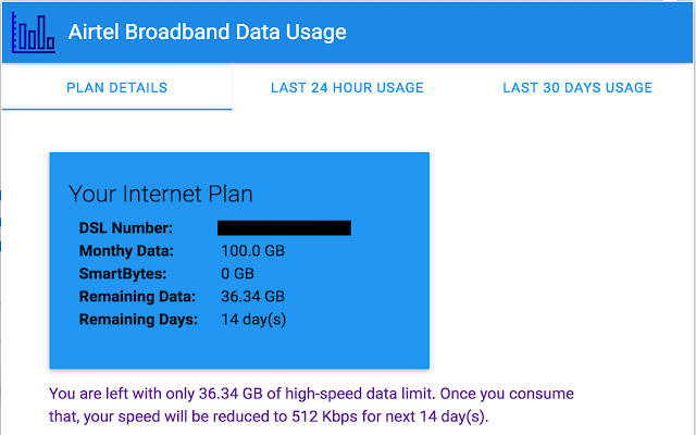 Airtel Data Usage  from Chrome web store to be run with OffiDocs Chromium online