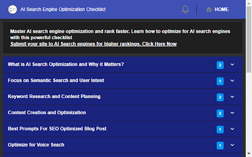 AI Search Engine Optimization Checklist  from Chrome web store to be run with OffiDocs Chromium online