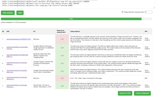 AI SEO Page Relevance Checker  from Chrome web store to be run with OffiDocs Chromium online