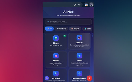 AI Services Hub  from Chrome web store to be run with OffiDocs Chromium online