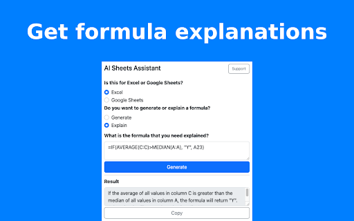 AI Sheets Assistant For Excel  Sheets  from Chrome web store to be run with OffiDocs Chromium online