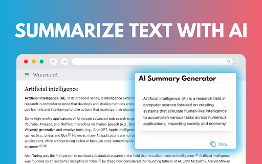 AI Summary Generator  from Chrome web store to be run with OffiDocs Chromium online