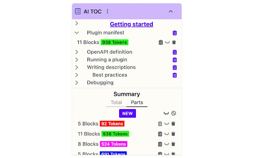 AI TOC  from Chrome web store to be run with OffiDocs Chromium online