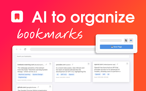 AI to organize bookmarks  from Chrome web store to be run with OffiDocs Chromium online