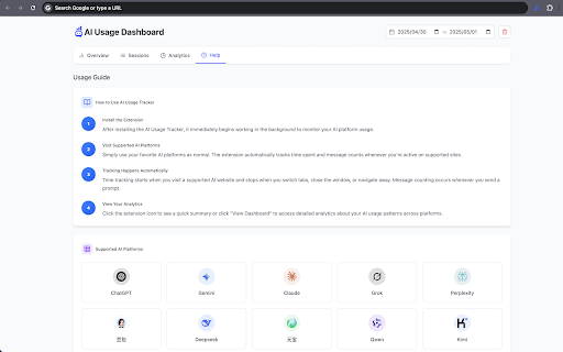 AI Usage Tracker  from Chrome web store to be run with OffiDocs Chromium online