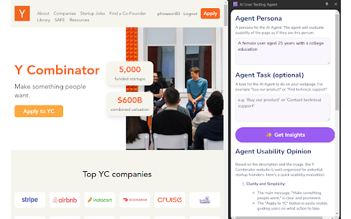 AI User Testing Agent  from Chrome web store to be run with OffiDocs Chromium online
