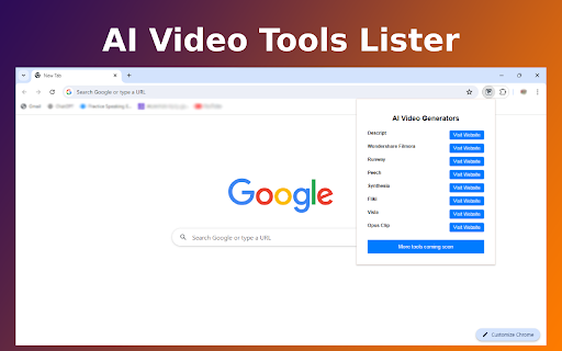 AI Video Generators Tools Lister  from Chrome web store to be run with OffiDocs Chromium online