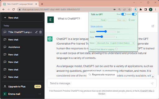 AI Voice  from Chrome web store to be run with OffiDocs Chromium online