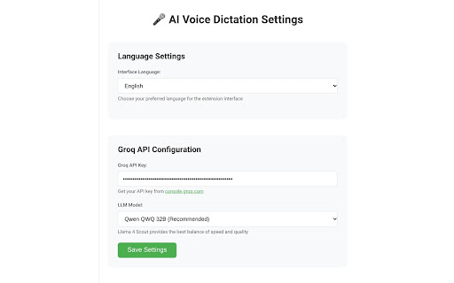 AI Voice Dictation  from Chrome web store to be run with OffiDocs Chromium online