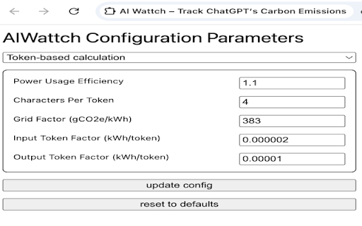 AI Wattch – Track ChatGPT’s Carbon Emissions  from Chrome web store to be run with OffiDocs Chromium online