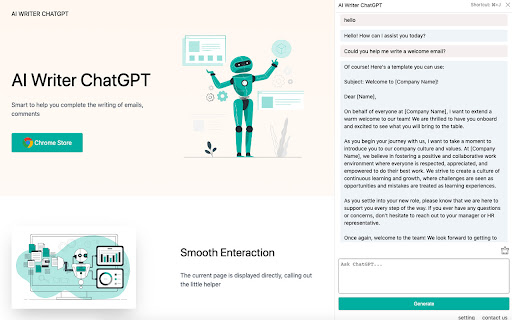 AI Writer ChatGPT  from Chrome web store to be run with OffiDocs Chromium online