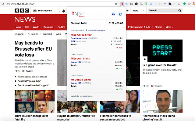 AJ Bell Youinvest  from Chrome web store to be run with OffiDocs Chromium online