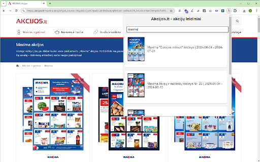 Akcijos.lt akcijų leidiniai  from Chrome web store to be run with OffiDocs Chromium online