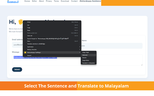 Aksharakuppy TextMagic  from Chrome web store to be run with OffiDocs Chromium online