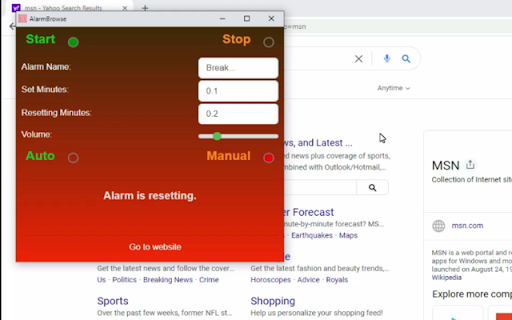 AlarmBrowse  from Chrome web store to be run with OffiDocs Chromium online