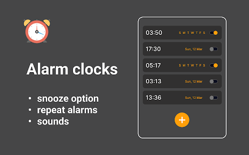 Alarm clock app  from Chrome web store to be run with OffiDocs Chromium online