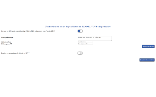Alerte dispo RDV préfecture  from Chrome web store to be run with OffiDocs Chromium online