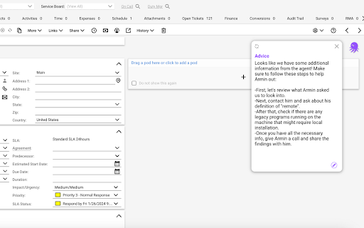Alga AI Ticketing Assistant for MSPs  from Chrome web store to be run with OffiDocs Chromium online