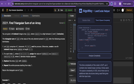AlgoWay: LeetCode Helper (Hints  Complexity)  from Chrome web store to be run with OffiDocs Chromium online