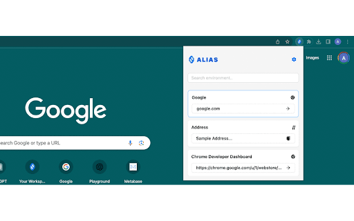 Alias  from Chrome web store to be run with OffiDocs Chromium online