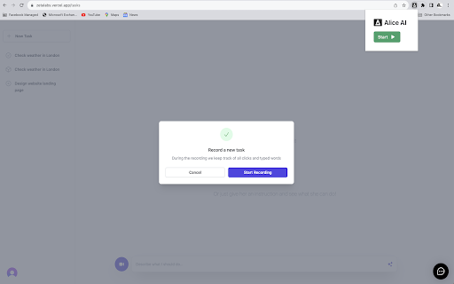 Alice AI  from Chrome web store to be run with OffiDocs Chromium online