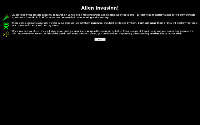 Alien invasion!  from Chrome web store to be run with OffiDocs Chromium online