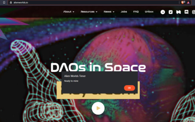 Alien Worlds Timer  from Chrome web store to be run with OffiDocs Chromium online