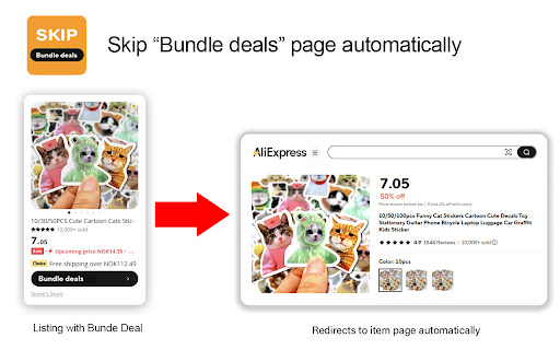 AliExpress Bundle deals Redirect  from Chrome web store to be run with OffiDocs Chromium online