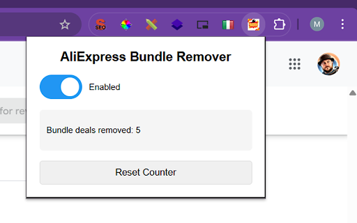 AliExpress Bundle Deals Search Results Remover  from Chrome web store to be run with OffiDocs Chromium online