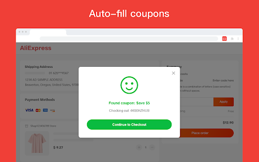 Aliexpress couponpromo code finder  from Chrome web store to be run with OffiDocs Chromium online