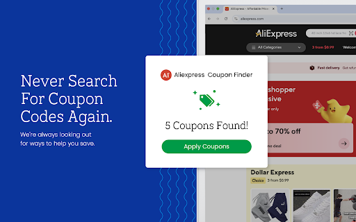 Aliexpress Coupon Saver Official Coupons  Best Deals  from Chrome web store to be run with OffiDocs Chromium online