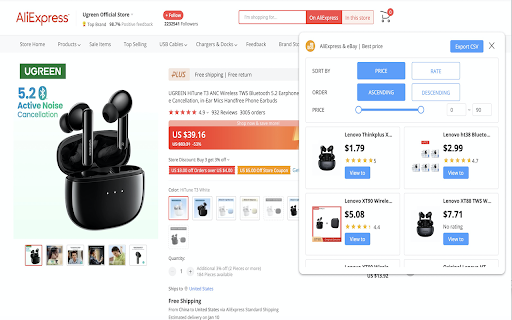 AliExpress  eBay |Best price  from Chrome web store to be run with OffiDocs Chromium online