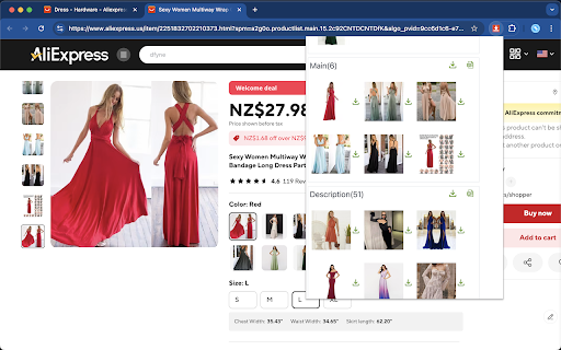 Aliexpress Image Downloader Images  Videos  from Chrome web store to be run with OffiDocs Chromium online