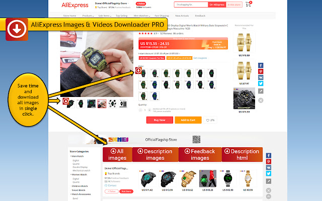 AliExpress Images  Videos Downloader PRO  from Chrome web store to be run with OffiDocs Chromium online