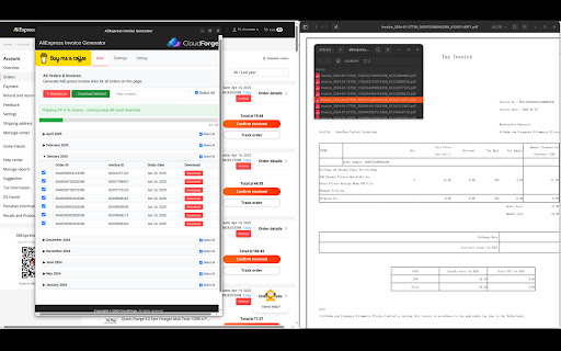 AliExpress Invoice Download  from Chrome web store to be run with OffiDocs Chromium online